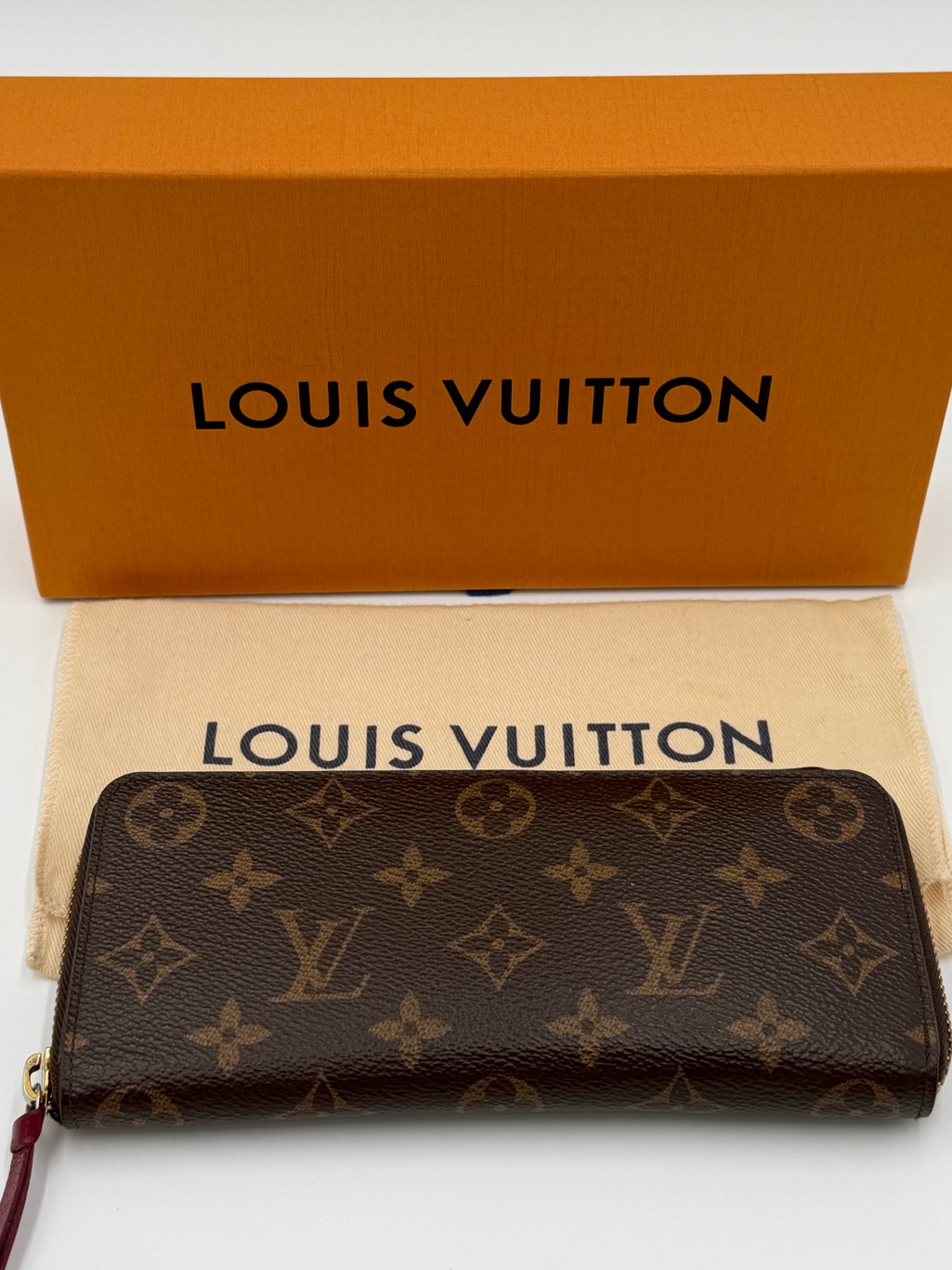 Lv Monogram Clemence Zip-Around Wallet Fuschia Interior Great Condition